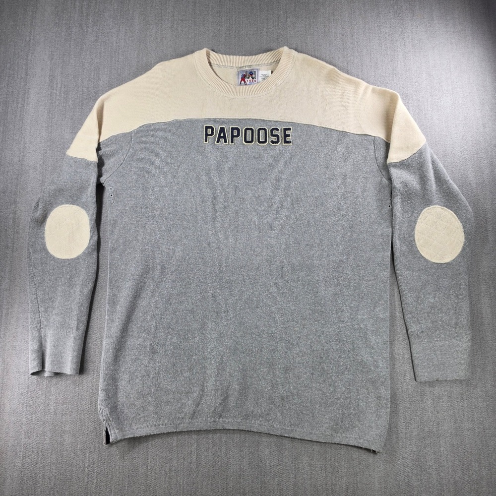 T. Dalton Sweater Men‎ XXL Gray Cream Papoose 1980 Miracle Lake Placid Hockey